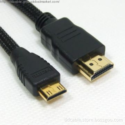 Braided Mini HDMI to HDMI 19Pin Cable